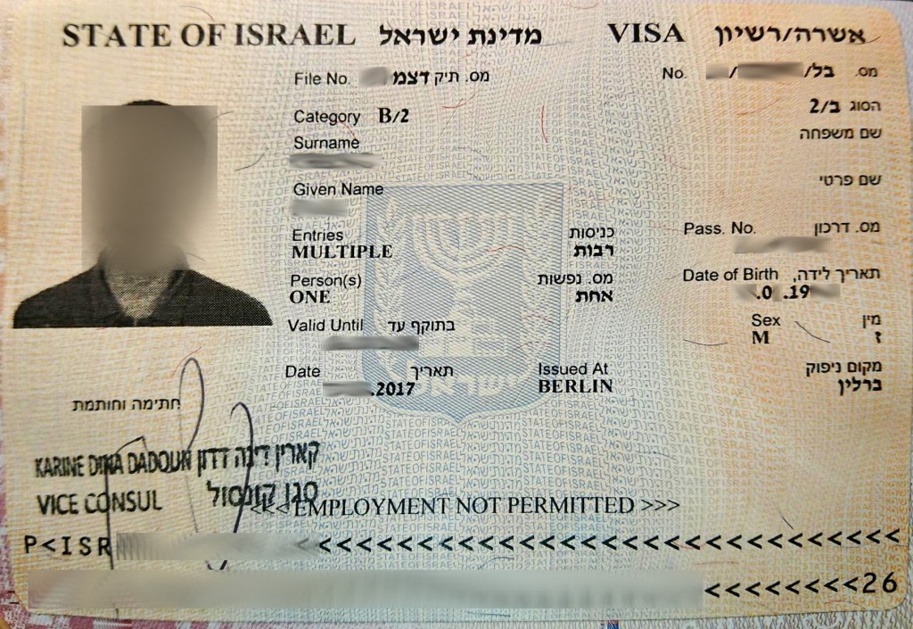 xin visa đi israel
